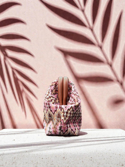Pink Handle Clutch Bag